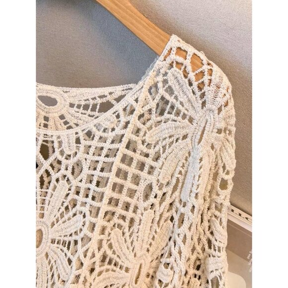 Women's Plus Size Crochet Boho Sweater Beach Cover Up Off Shoulder - Picture 5 of 7